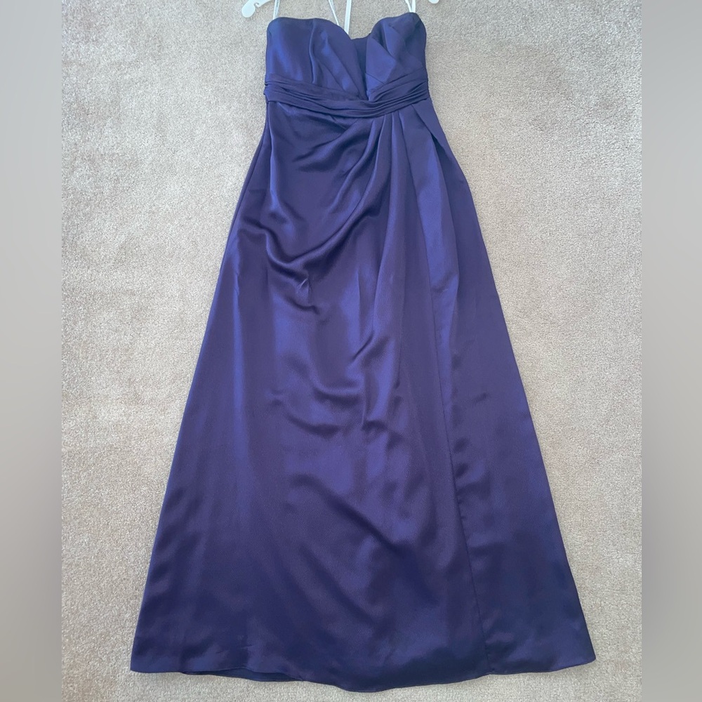 Satin Formal Full Length Strapless Dress - Dark purple